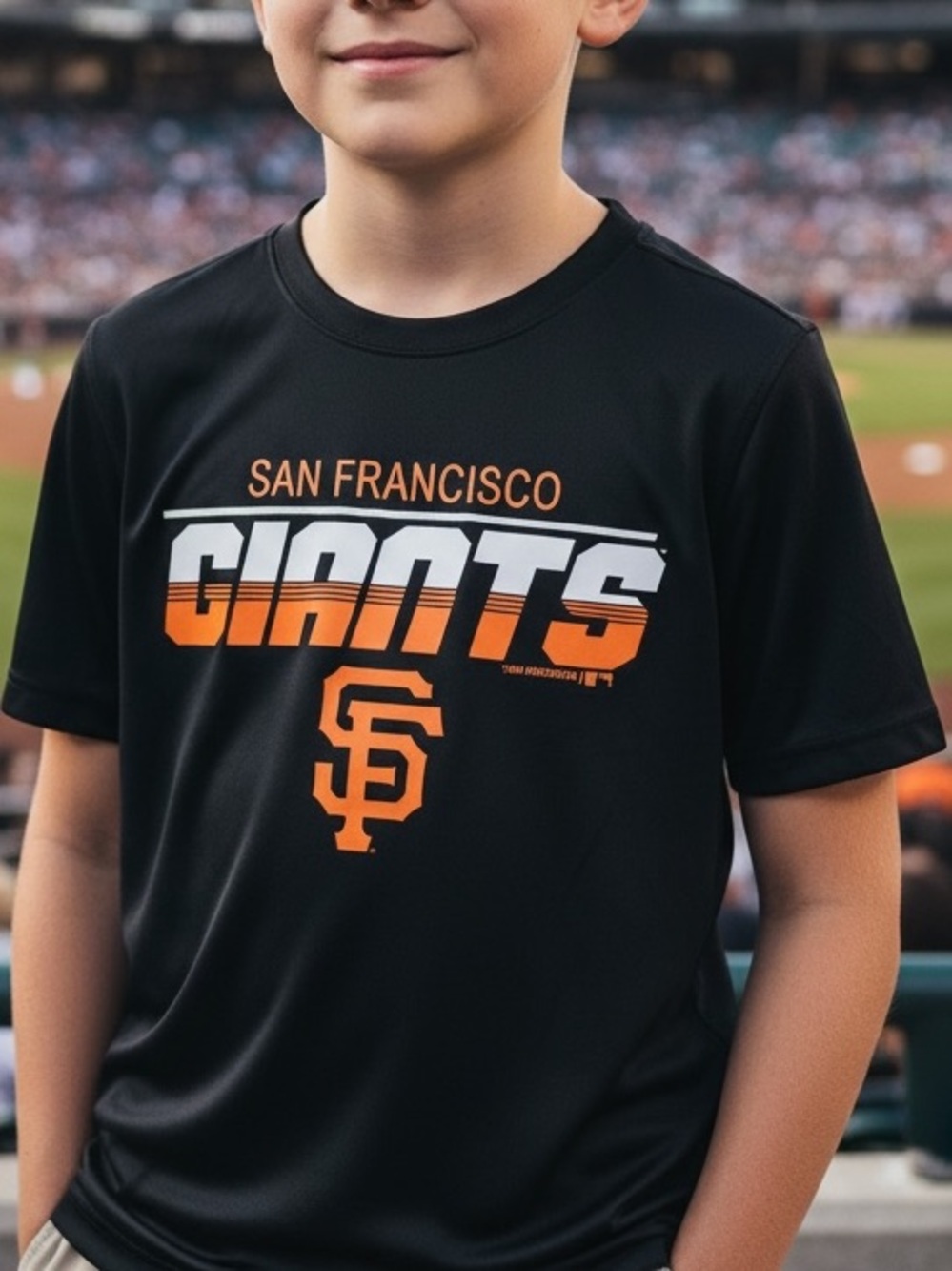 Genuine Merchandise Youth SF Giants Black Orange Quick Dry Performance Tee